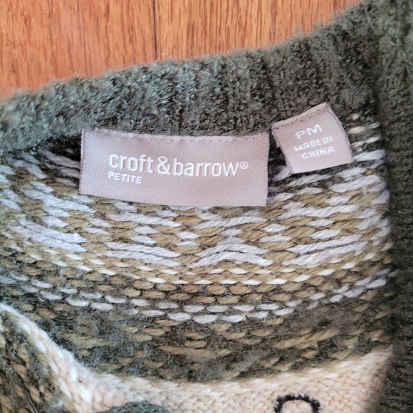 Vintage Croft & Barrow Christmas Silk Blend  Sweater Petite M Cardigan Women - Picture 4 of 8